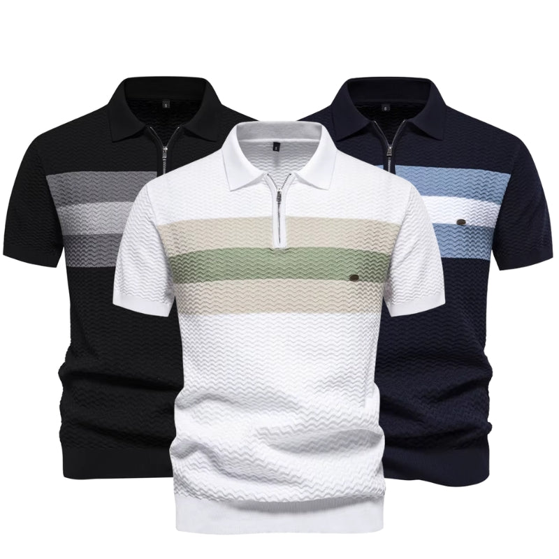 Arvini Textured Ribbed Knit Polo