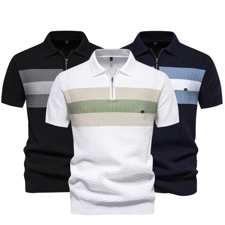 Arvini Textured Ribbed Knit Polo