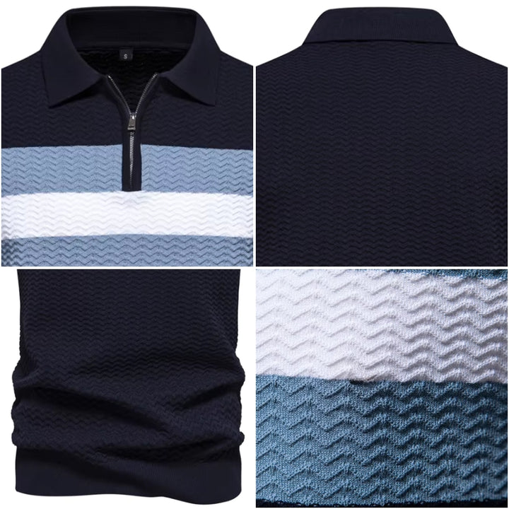 Arvini Textured Ribbed Knit Polo