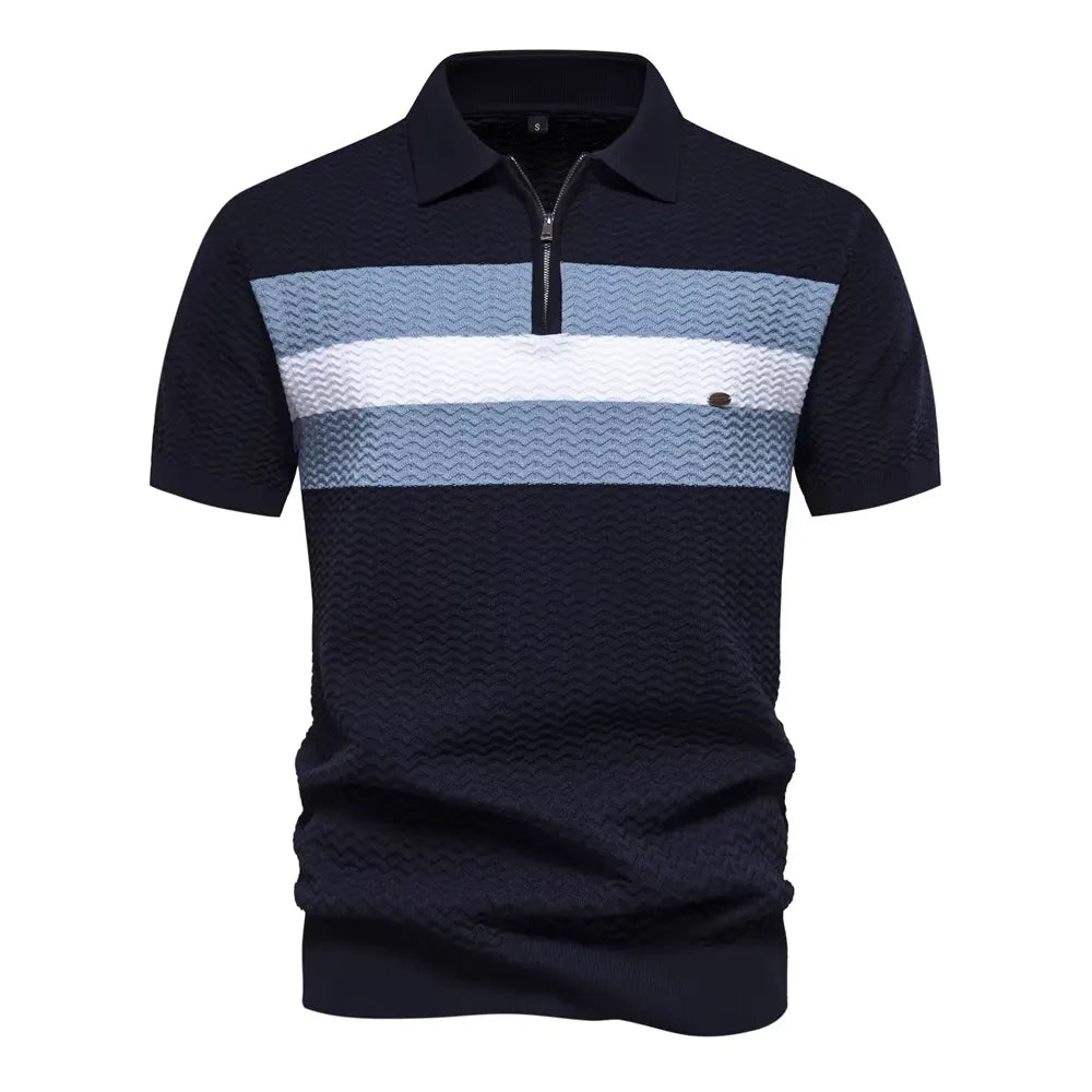 Arvini Textured Ribbed Knit Polo