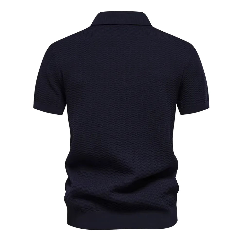 Arvini Textured Ribbed Knit Polo