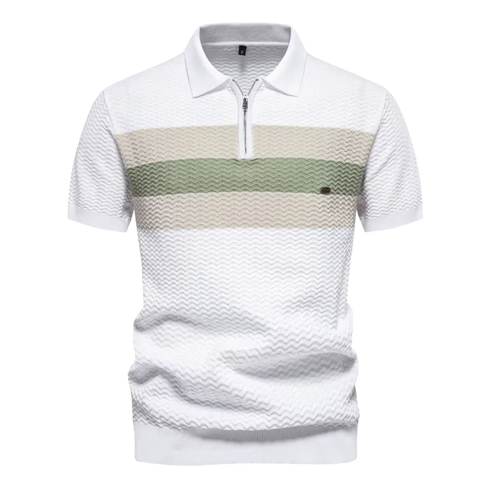 Arvini Textured Ribbed Knit Polo
